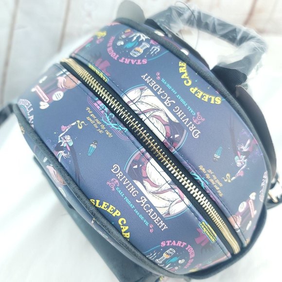 Disney Blue Villains Multicolor Adjustable Strap Outer Pockets Mini Backpack - Picture 5 of 14